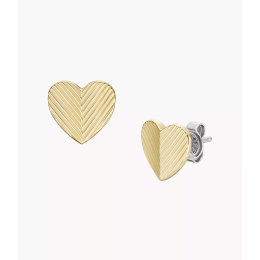 Fossil - Boucles d'oreilles acier doré, coeurs - Réf JF04654710