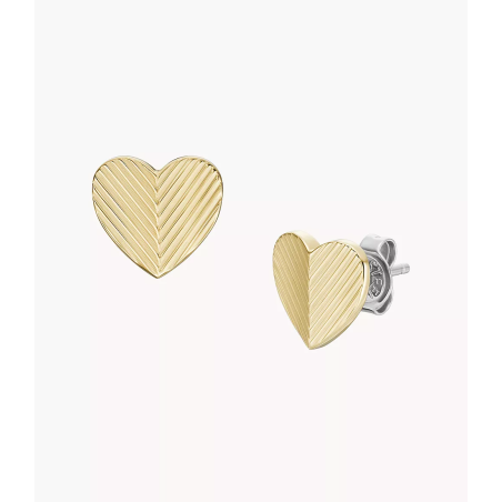 Fossil - Boucles d'oreilles acier doré, coeurs - Réf JF04654710