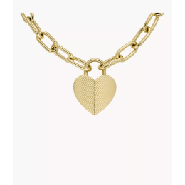 Fossil - Collier acier doré, coeur - Réf JF04656710