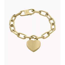 Fossil - Bracelet gourmette acier doré, coeur - Réf JF04658710