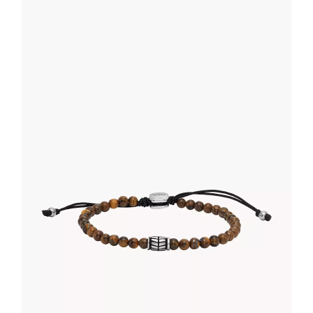 Fossil - Bracelet acier et perles oeil de tigre - Réf JF04413040