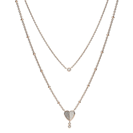 Fossil - Collier Sutton Femme - Acier Doré Rose - Oxyde de zirconium - Réf JF03648791