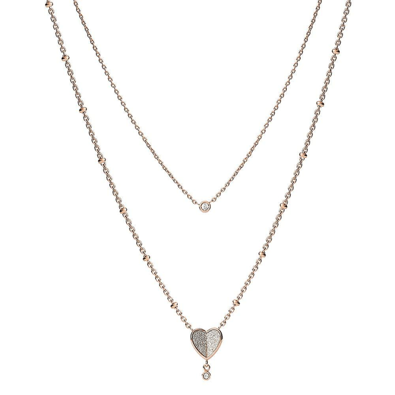 Fossil - Collier Sutton Femme - Acier Doré Rose - Oxyde de zirconium - Réf JF03648791
