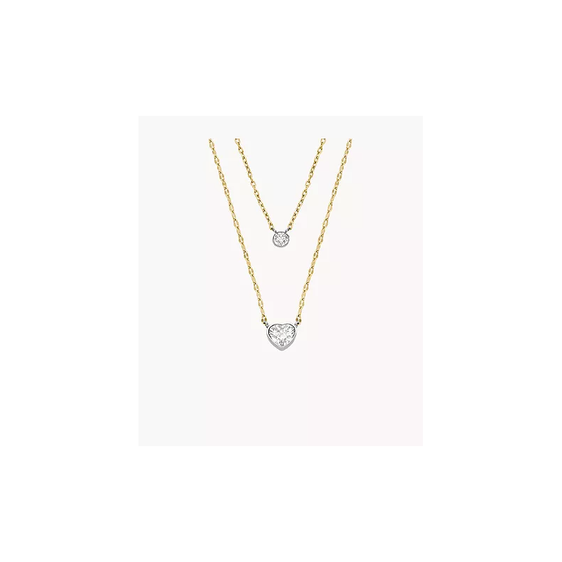 Fossil - Collier Tokens of Affection Femme - Acier Doré - Oxyde de Zirconium - Réf JF04357998