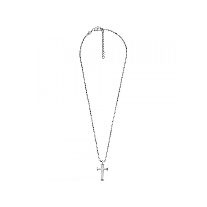 Fossil - Collier acier et croix  - Réf JF04401040
