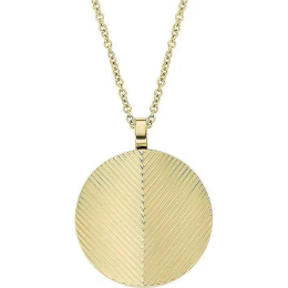 Fossil - Collier acier doré, pendentif disque - Réf JF04534710
