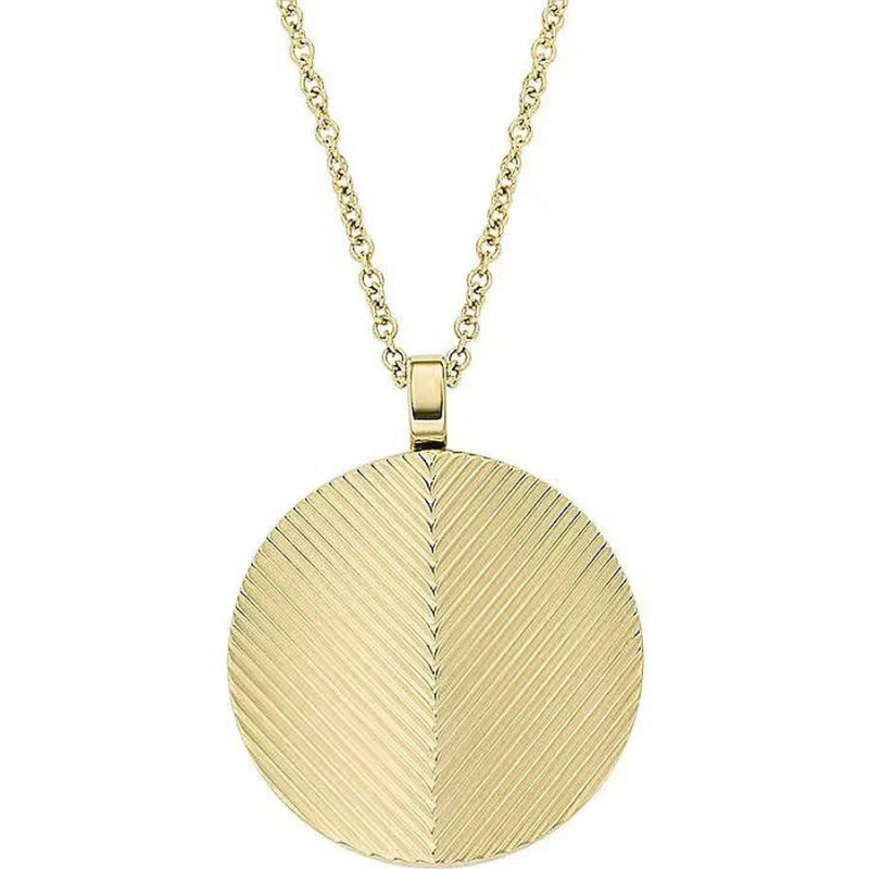 Fossil - Collier acier doré, pendentif disque - Réf JF04534710