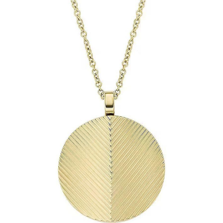 Fossil - Collier acier doré, pendentif disque - Réf JF04534710