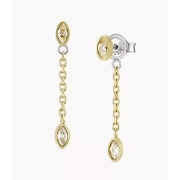 Fossil - Boucles d'oreilles chaînes pendantes, acier doré - Réf JF04591710