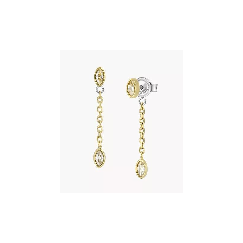 Fossil - Boucles d'oreilles chaînes pendantes, acier doré - Réf JF04591710