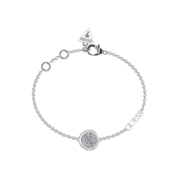 Guess - Bracelet acier rhodié, médaille en oxyde de zirconium - Réf JUBB03125JWRHS