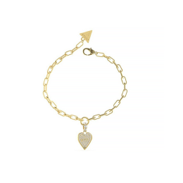 Guess - Bracelet acier doré, motif coeur et oxyde de zirconium - Réf JUBB03250JWYGS