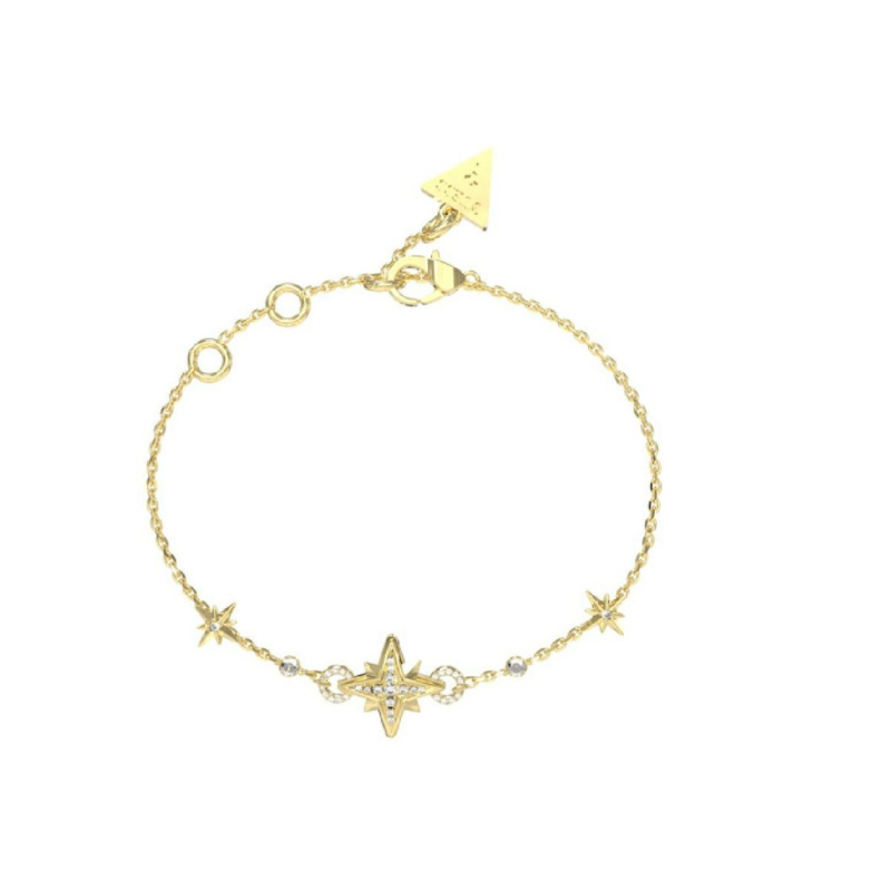 Guess - Bracelet acier doré motif étoile et zirconium - Réf JUBB03330JWYGS