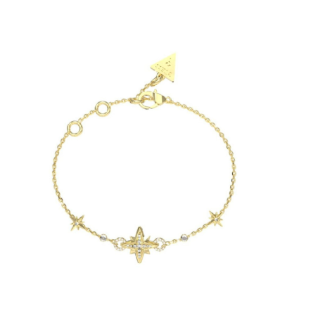 Guess - Bracelet acier doré motif étoile et zirconium - Réf JUBB03330JWYGS