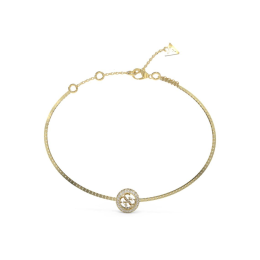 Guess - Bracelet acier doré chaîne carrée et logo Guess - Réf JUBB04163JWYGS