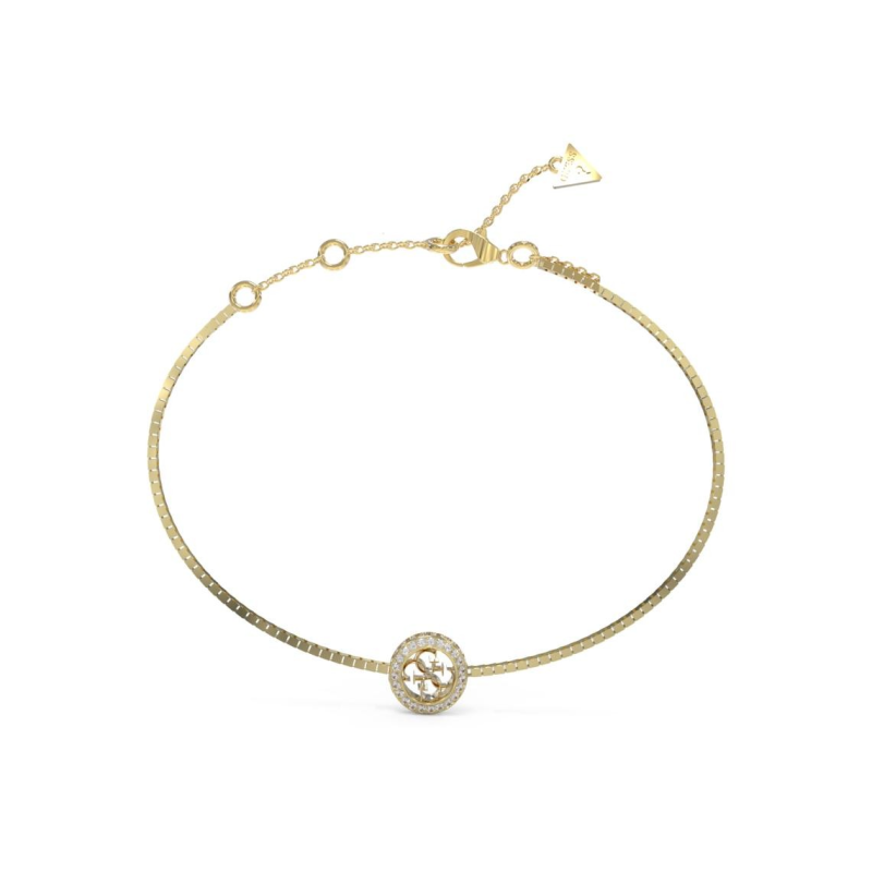 Guess - Bracelet acier doré chaîne carrée et logo Guess - Réf JUBB04163JWYGS
