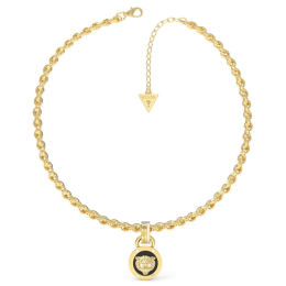 Guess - Collier acier doré et pendentif tête de lion - Réf JUBN01354JWYGBK