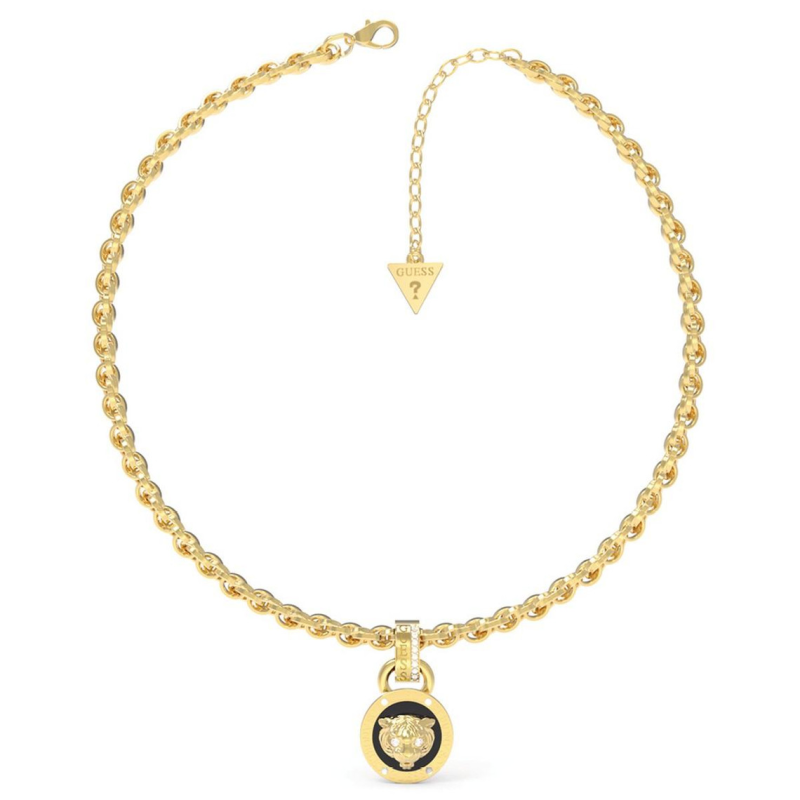 Guess - Collier acier doré et pendentif tête de lion - Réf JUBN01354JWYGBK