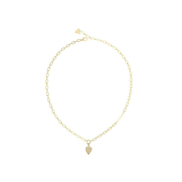 Guess - Collier acier doré et pendentif coeur, oxyde de zirconium - Réf JUBN03249JWYG