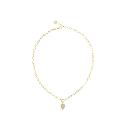 Guess - Collier acier doré et pendentif coeur, oxyde de zirconium - Réf JUBN03249JWYG