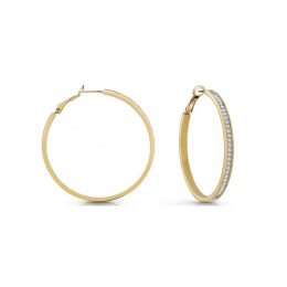 Guess - Boucles d'oreilles créoles acier doré et oxyde de zirconium - Réf JUBE02247JWYG