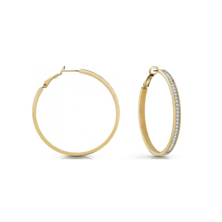 Guess - Boucles d'oreilles créoles acier doré et oxyde de zirconium - Réf JUBE02247JWYG