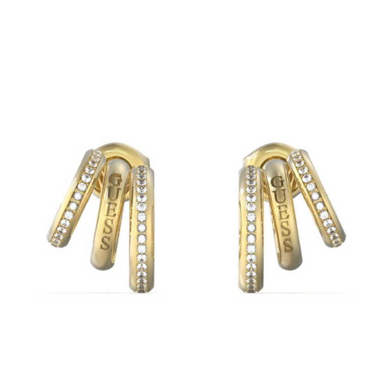 Guess - Boucles d'oreilles acier doré et oxyde de zirconium - Réf JUBE03302JWYG