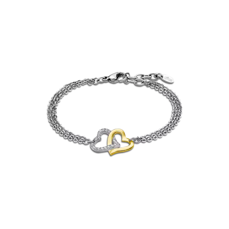 Lotus Style - Bracelet Woman's Heart bicolore - Acier Argenté - Oxydes de Zirconium - Réf LS2117-2/1
