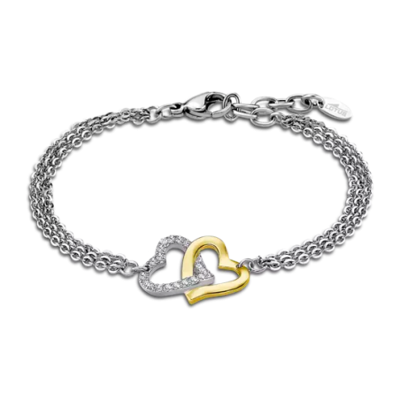 Lotus Style - Bracelet Woman's Heart bicolore - Acier Argenté - Oxydes de Zirconium - Réf LS2117-2/1