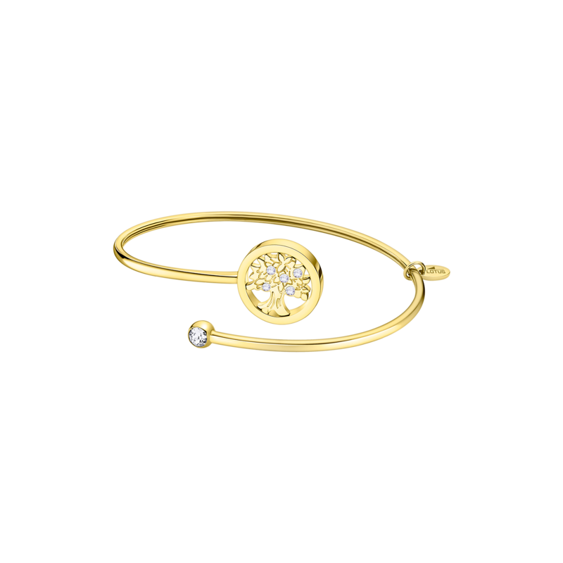 Lotus Style - Bracelet Millennial jonc ouvert - Acier doré - arbre de vie - Réf LS2169-2/8
