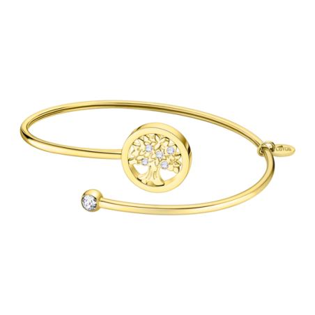 Lotus Style - Bracelet Millennial jonc ouvert - Acier doré - arbre de vie - Réf LS2169-2/8