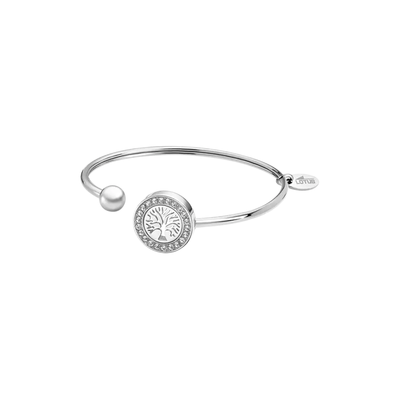 Lotus Style - Bracelet jonc ouvert - Acier Argenté - arbre de vie - Réf LS2181-2/1