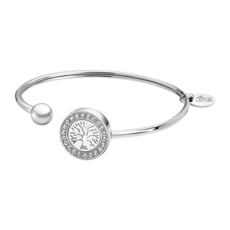 Lotus Style - Bracelet jonc ouvert - Acier Argenté - arbre de vie - Réf LS2181-2/1