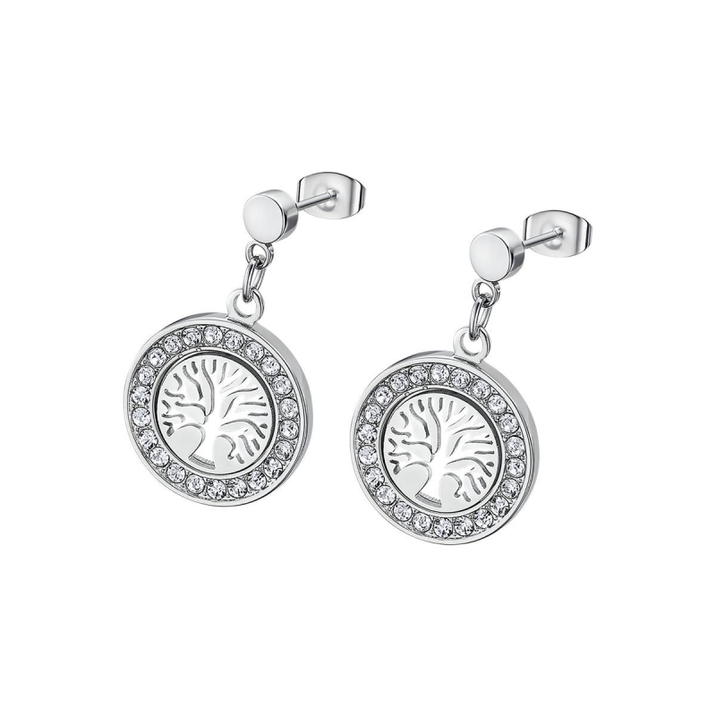 Lotus Style - Boucles d'Oreilles arbres de vie - Acier Argenté - Réf LS2181-4/1