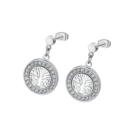 Lotus Style - Boucles d'Oreilles arbres de vie - Acier Argenté - Réf LS2181-4/1