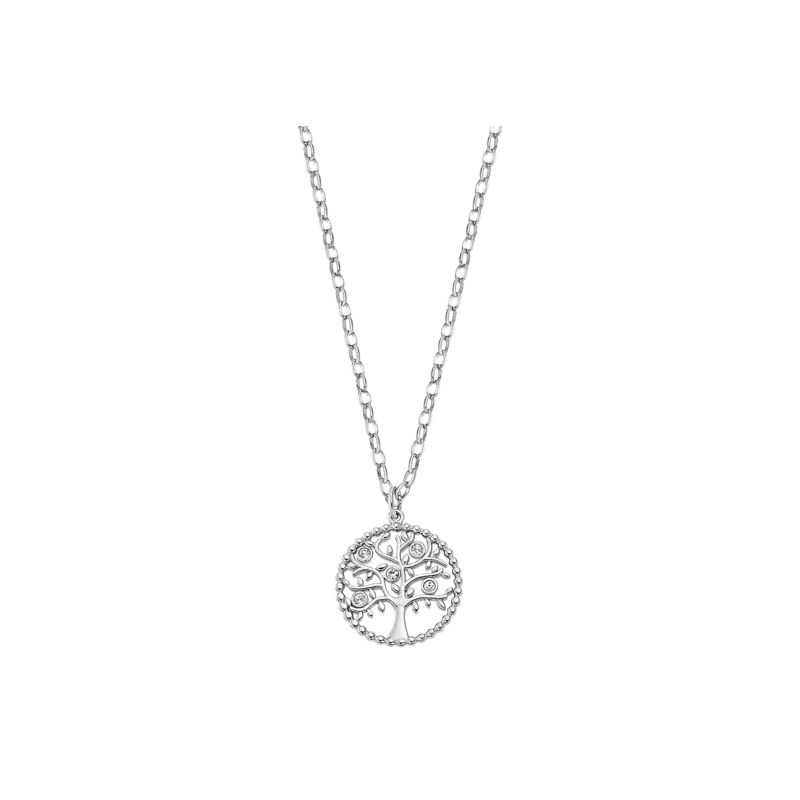 Lotus Style - Collier arbre de vie - Acier Argenté - Oxyde de Zirconium Blanc - Réf LS2194-1/1