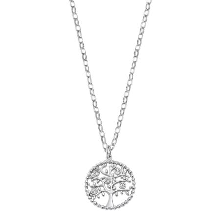 Lotus Style - Collier arbre de vie - Acier Argenté - Oxyde de Zirconium Blanc - Réf LS2194-1/1