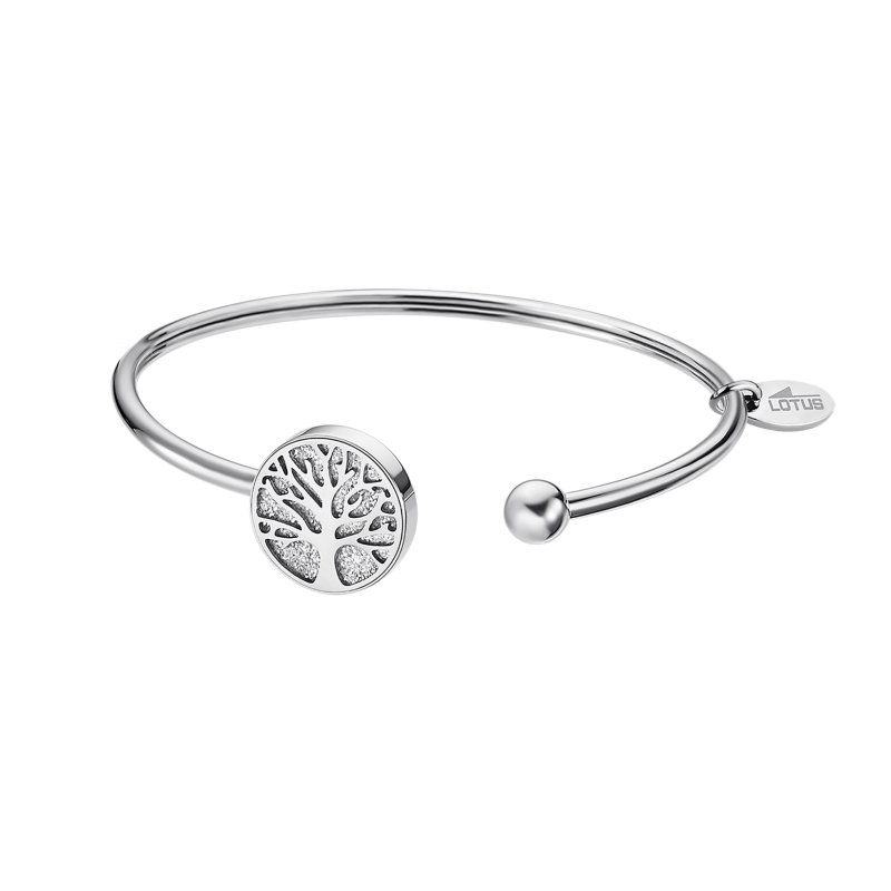Lotus Style - Bracelet Jonc ouvert arbre de vie - Acier Argenté - Réf LS2225-2/3