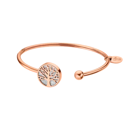 Lotus Style - Bracelet Jonc ouvert arbre de vie - Acier doré rose - Réf LS2225-2/4