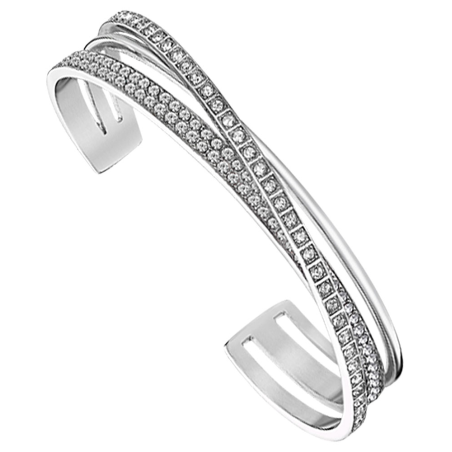 Lotus Style - Bracelet Jonc ouvert, acier argenté - Oxyde de Zirconium Blanc - Réf LS2316-2/1