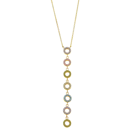Lotus Style - Collier acier multicolore, motif pendant cercles en oxydes - Réf LS2318-1/1