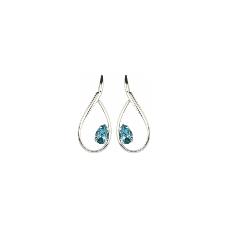 Marazzini - Boucles d'oreilles métal rhodié, cristaux aigue marine - Réf RHMCAAQOE1