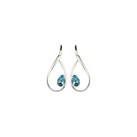 Marazzini - Boucles d'oreilles métal rhodié, cristaux aigue marine - Réf RHMCAAQOE1