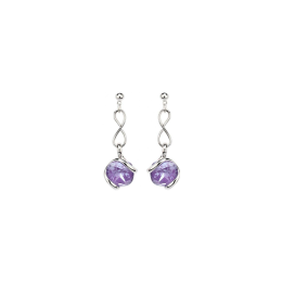 Marazzini - Boucles d'oreilles métal rhodié, Fleur mauve - Réf RHMINADOE1