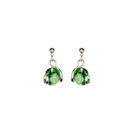 Marazzini - Boucles d'oreilles métal rhodié, cristaux verts - Réf RHMINFGOE1