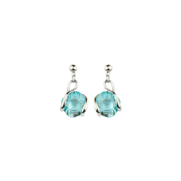 Marazzini - Boucles d'oreilles métal rhodié, cristaux turquoise clair - Réf RHMINLTOE1