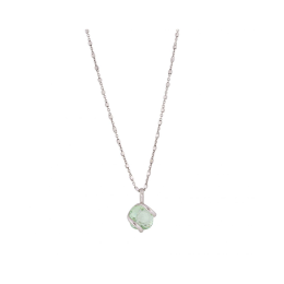 Marazzini - Collier métal rhodié, cristal vert clair - Réf RHMINPECDI