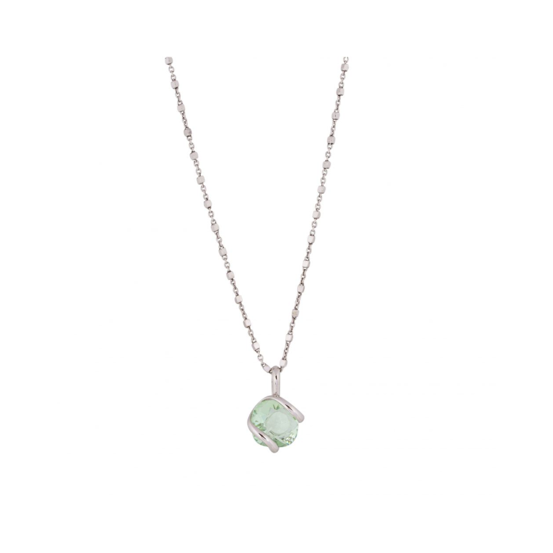 Marazzini - Collier métal rhodié, cristal vert clair - Réf RHMINPECDI