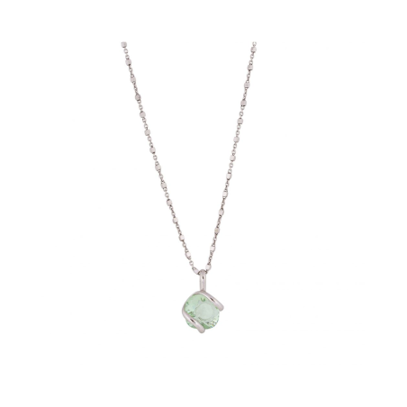 Marazzini - Collier métal rhodié, cristal vert clair - Réf RHMINPECDI