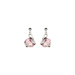 Marazzini - Boucles d'oreilles métal rhodié, cristaux rose clair - Réf RHMINROOE1